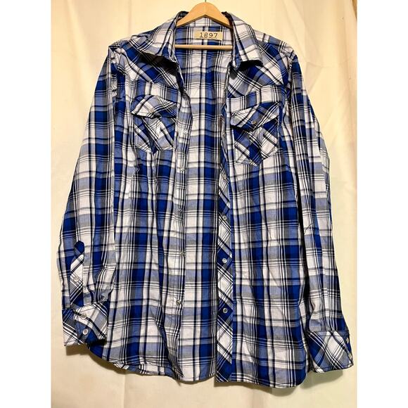 1897 American Style Blue Plaid Button-up Men’s Size XL. - Picture 4 of 5
